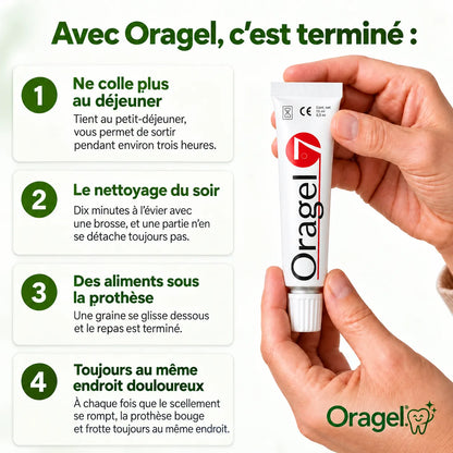 Oragel™ | Arrête 100 % des glissements de prothèses dentaires – Maintien sûr toute la journée