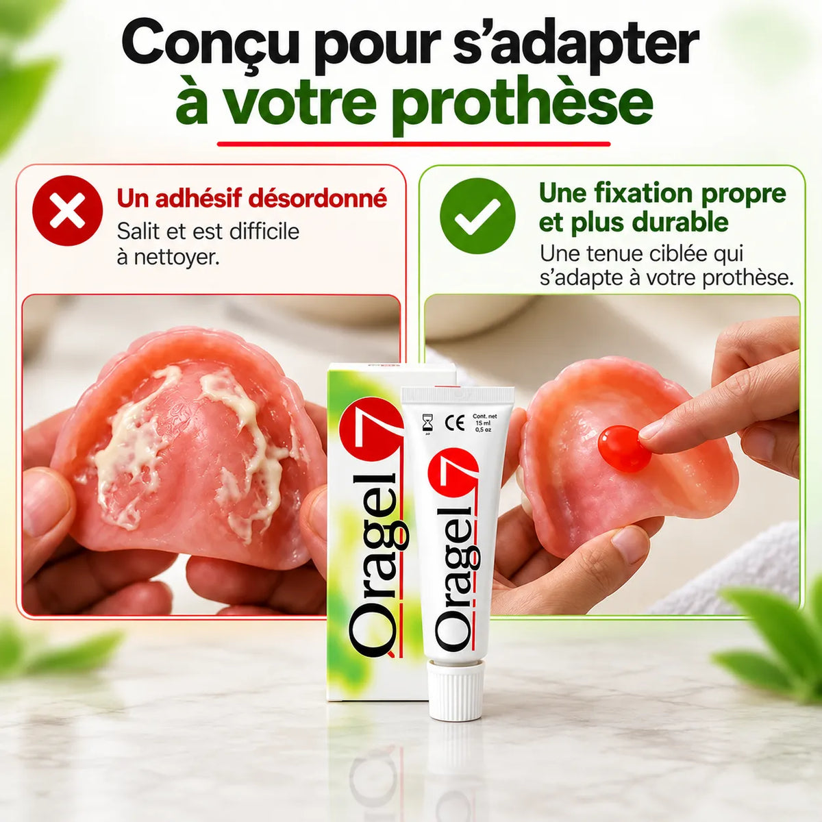 Oragel™ | Arrête 100 % des glissements de prothèses dentaires – Maintien sûr toute la journée
